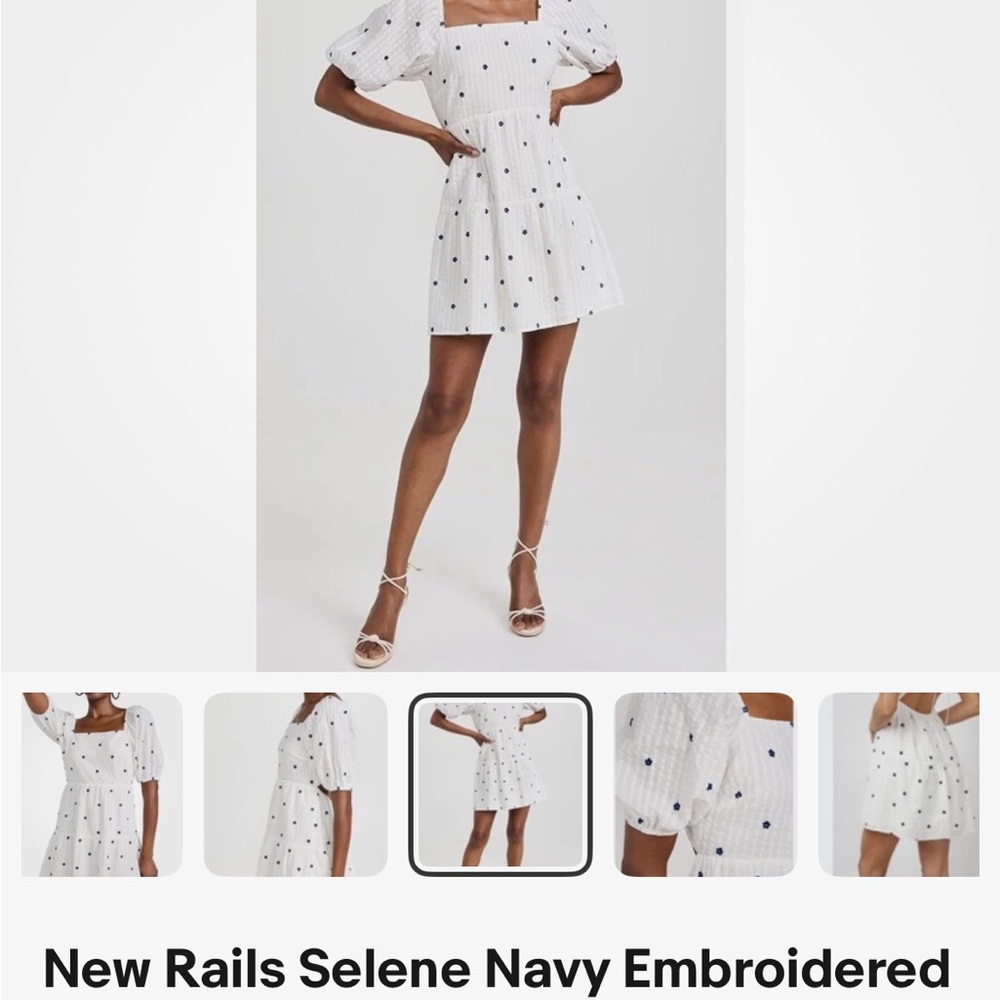 Rails Selene Mini Dress in White with Navy Accents